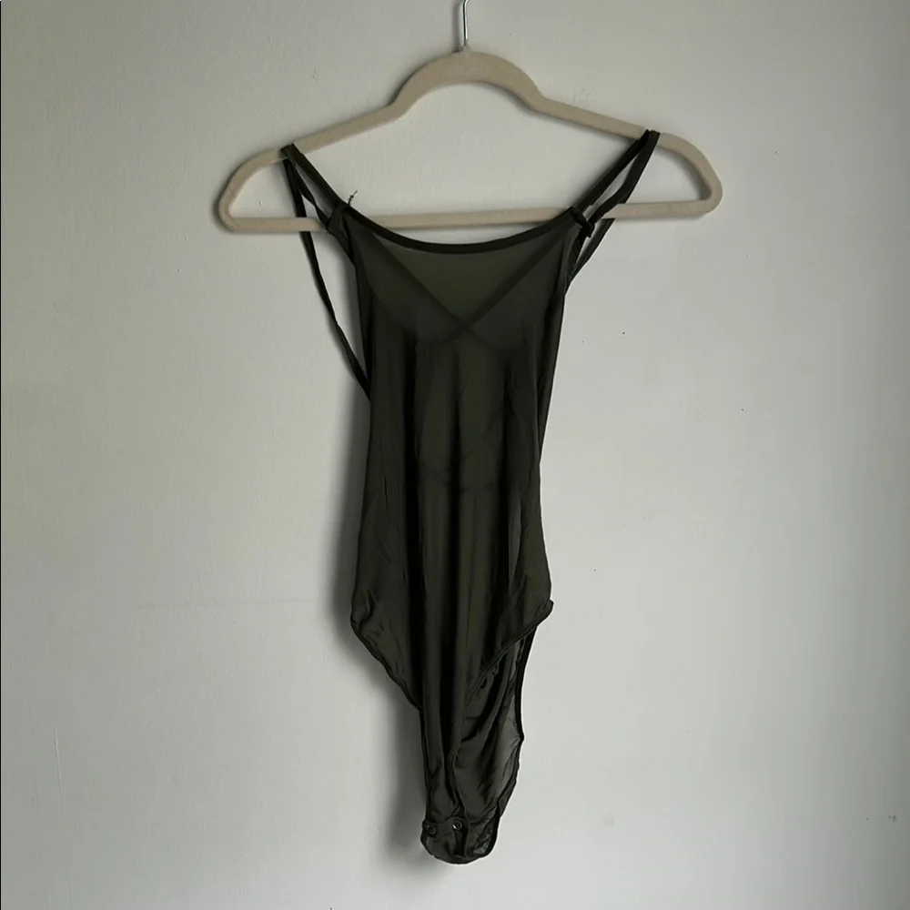 CAPELLA Olive green bodysuit sheer dark fairy romantic